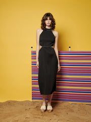 <b> Ghospell </b> Sylvie Stripe Cut Out Midi Dress