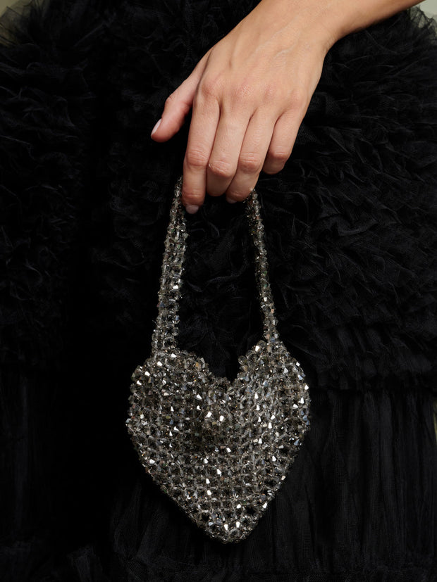 <b>DREAM</b> Black Swan Beaded Bag