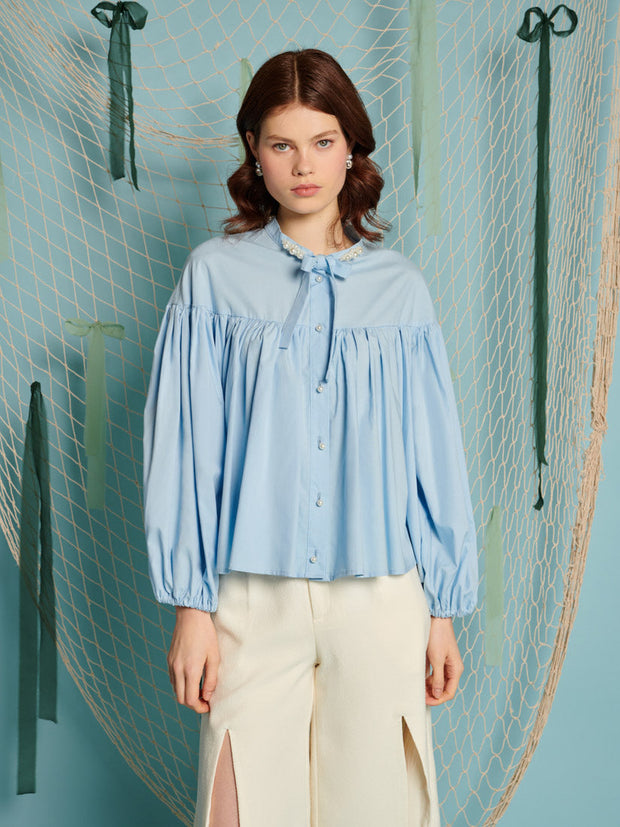 Seashell Pearl Blouse Baby Blue / Z