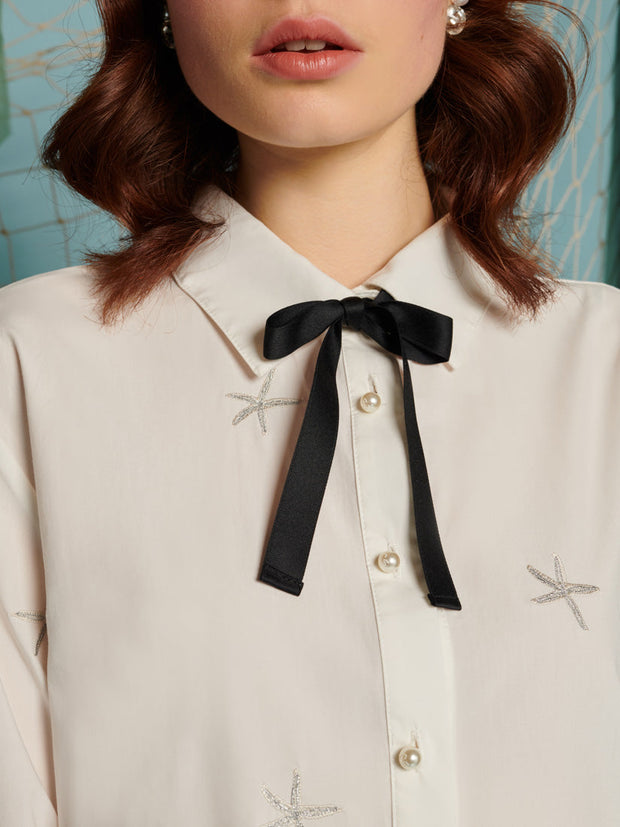 Ocean Star Embroidered Blouse Pearl Ivory / Z