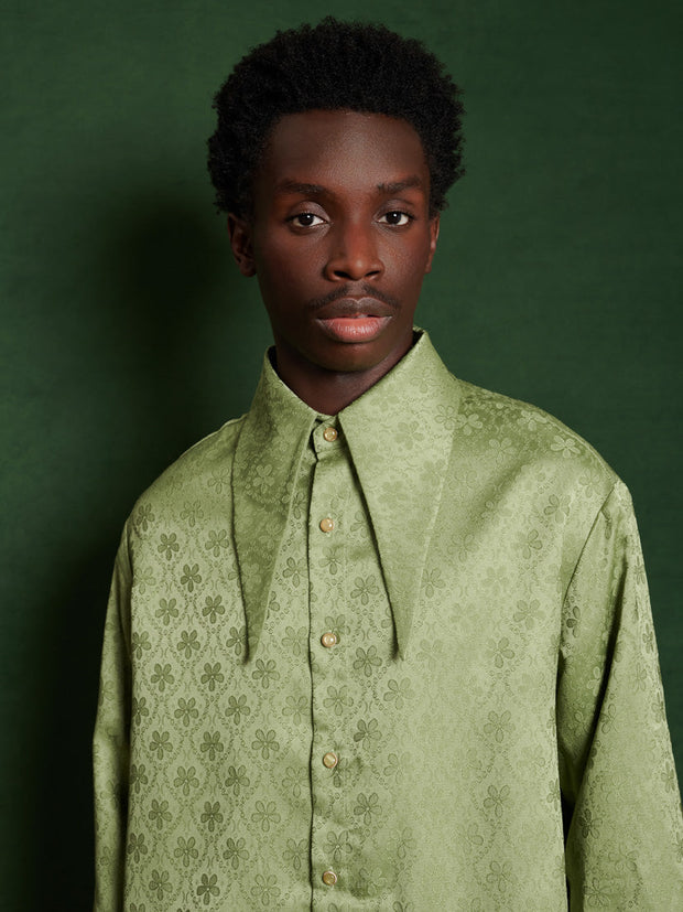 Lucas Jacquard Shirt Olive Green / Z