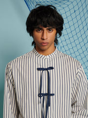 Howard Stripe Bow Shirt Navy Blue / Z