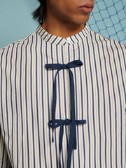 Howard Stripe Bow Shirt Navy Blue / Z