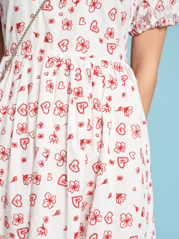 Doodle Bloom Midi Dress