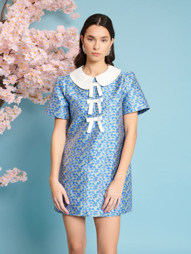 Azure Jacquard Mini Dress