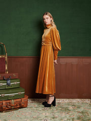 Citrine Velvet Maxi Dress Gold Orange / Z