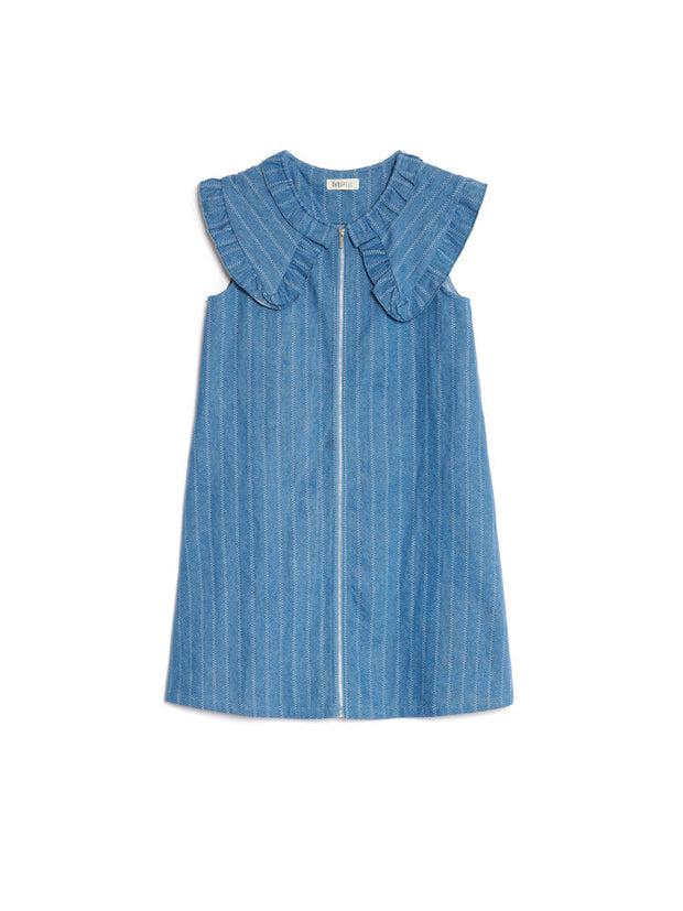 <b> Ghospell </b> Deborah Striped Denim Mini Dress