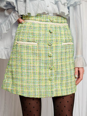 Hummingbird Tweed Mini Skirt Lime Green / Z