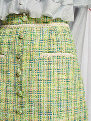 Hummingbird Tweed Mini Skirt Lime Green / Z