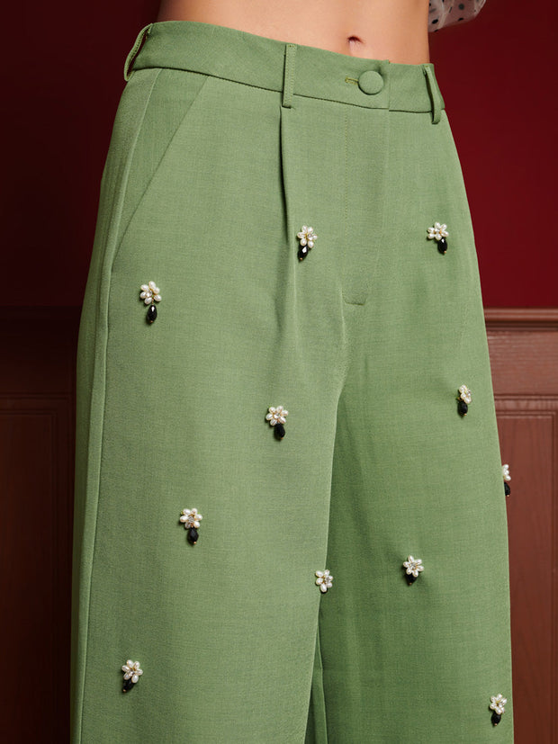 Formosa Embellished Trousers Olive Green / Z