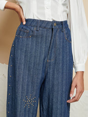 <b>Ghospell</b> Blakely Denim Studded Jeans