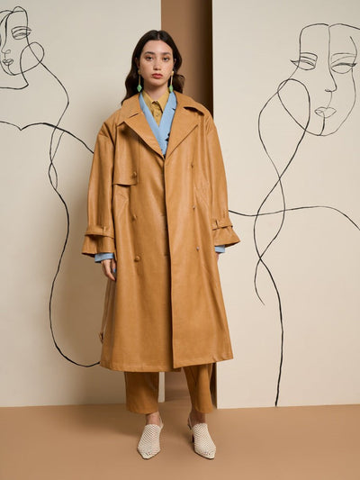 <b>Ghospell</b> Alexa PU Trench Coat