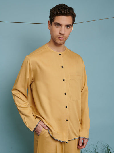 Marco Trim Detail Collarless Shirt