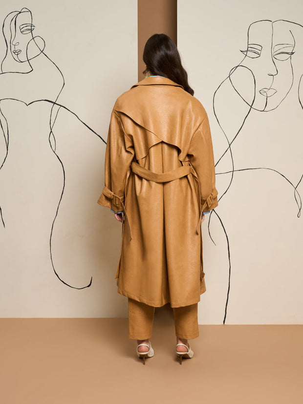 <b>Ghospell</b> Alexa PU Trench Coat