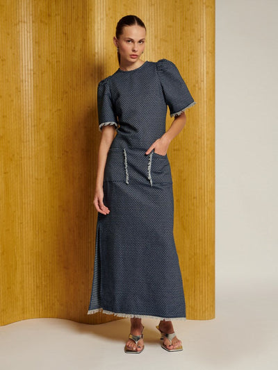 <b>Ghospell</b> Spencer Denim Midi Dress